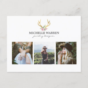 Carte Postale Boutique bijoux Bohemian Gold Antlers