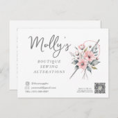 Carte Postale Boutique Couture & Altérations Rose & Grey (Devant / Derrière)