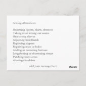 Carte Postale Boutique Couture & Altérations Rose & Grey (Dos)