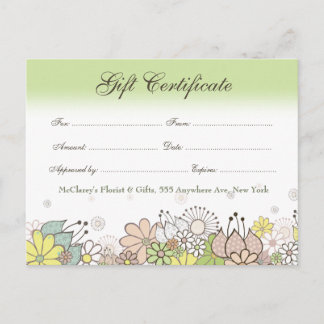 Carte Postale Boutique de bons de certificat-cadeau