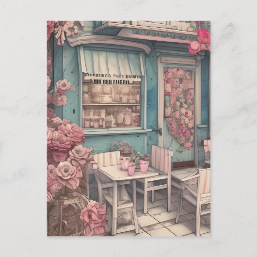 Carte Postale Boutique De Café Chic Cute Shabby (Devant)