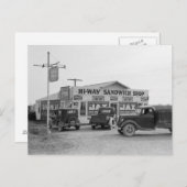 Carte Postale Boutique de sandwichs Hi-Way, 1939 (Devant / Derrière)