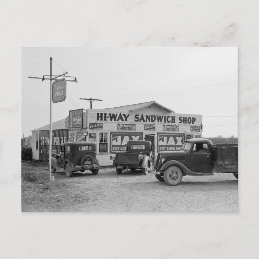 Carte Postale Boutique de sandwichs Hi-Way, 1939 (Devant)