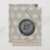 Carte Postale Bouton Avec Aiguille Et Thread Conception (Devant / Derrière)