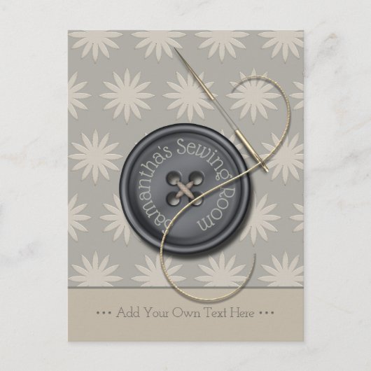 Carte Postale Bouton Avec Aiguille Et Thread Conception (Devant)