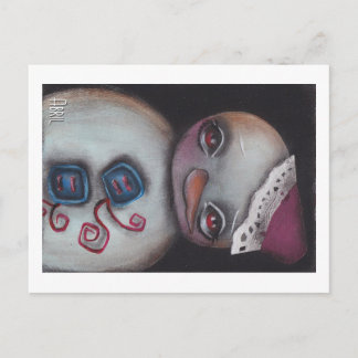 Carte Postale Bouton bleu Bonhomme de neige