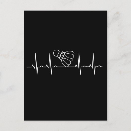 Carte Postale Bouton de coeur de la raquette de Badminton (Devant)