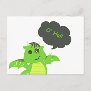 Carte Postale Bouton mignon Dragon Zombie Eyed