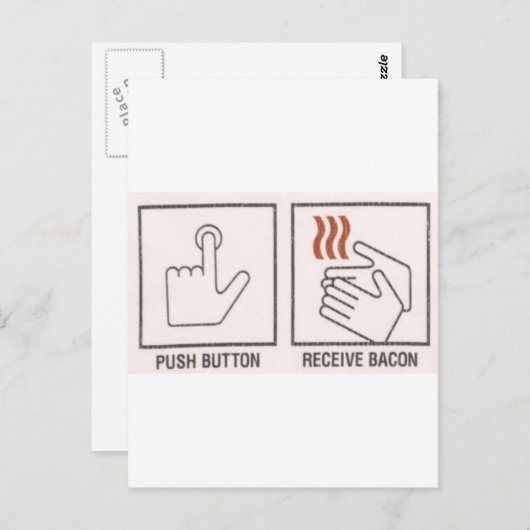 Carte Postale Bouton Push, Bacon de réception (Devant / Derrière)