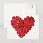 Carte Postale Bouton rouge Coeur (Devant / Derrière)