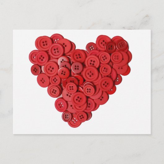 Carte Postale Bouton rouge Coeur (Devant)