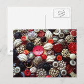 Carte Postale Bouton rouge noir et argent Collage (Devant / Derrière)