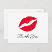 Carte Postale Bouton rouge vif Baiser Élégant Merci (Devant / Derrière)