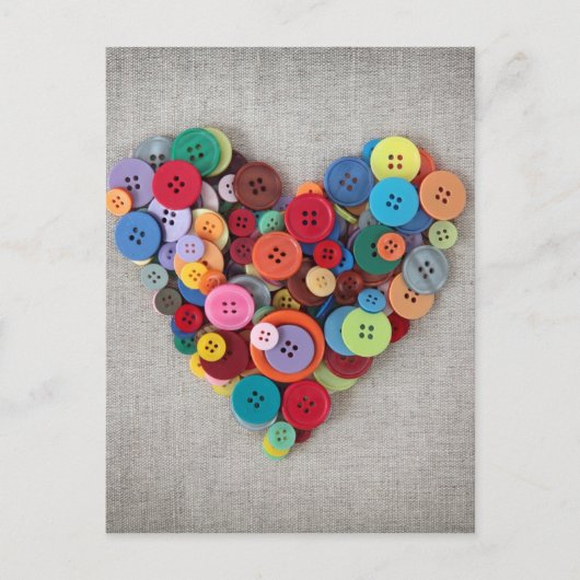 Carte Postale Boutons colorés Coeur (Devant)