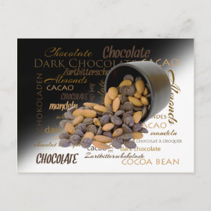 Carte Postale Bouts de chocolat et amandes - photo de gros plan