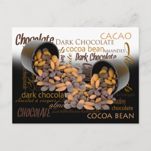 Carte Postale Bouts de chocolat et amandes - photo de gros plan