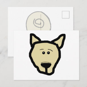 Carte Postale Bouvier Français Fawn Tête Dessin Animé