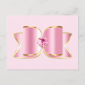 Carte Postale Bow en verre rose avec pierre centrale (Devant)