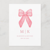 Carte Postale Bow rose gribouillé | Mariage (Devant)