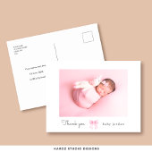 Carte Postale Bow Script photo fille Baby shower Merci