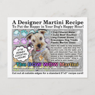 Carte postale Bow Wow Martini pour Chiens Recette