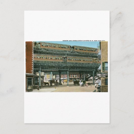 Carte Postale Bowery et Doubledeck Elevated R.R., NYC (Devant)