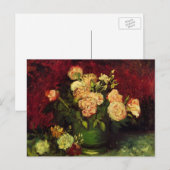 Carte Postale Bowl avec Peonies et Roses par Vincent van Gogh (Devant / Derrière)
