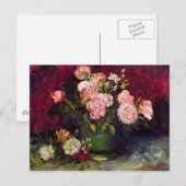 Carte Postale Bowl avec Peonies & Roses Van Gogh Art (Devant / Derrière)