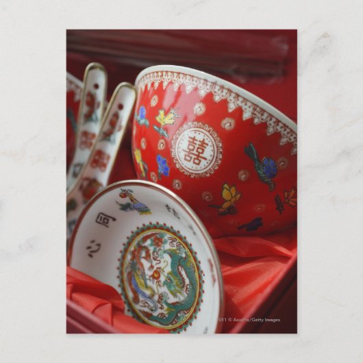 Carte Postale Bowl chinois avec double bonheur (Devant)