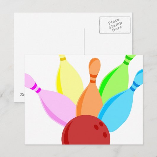 Carte Postale Bowling à dix broches (Devant / Derrière)
