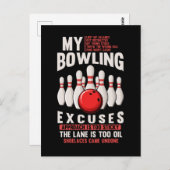 Carte Postale Bowling Excuse l'Humour de Bowler drôle (Devant / Derrière)