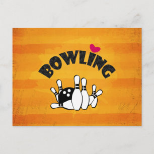 Carte Postale Bowling Fanatic Hearling Pins et Ball