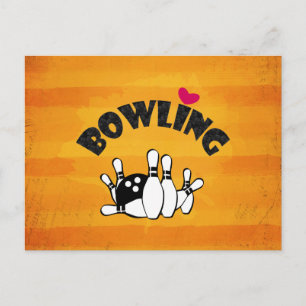 Carte Postale Bowling Fanatic Hearling Pins et Ball
