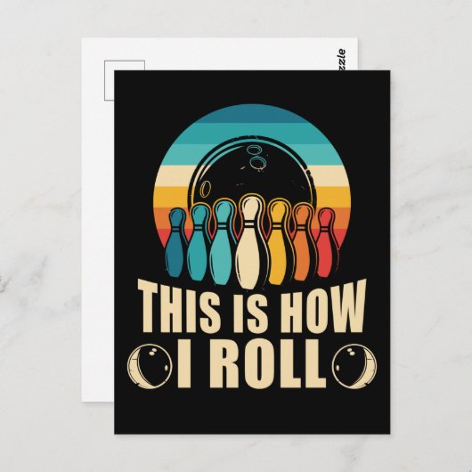 Carte Postale Bowling Fun Strike Lover Retro (Devant / Derrière)