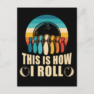 Carte Postale Bowling Fun Strike Lover Retro