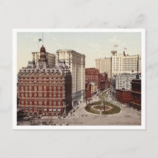 Carte Postale Bowling Green Lower Broadway NYC v. 1900 Antique (Devant)