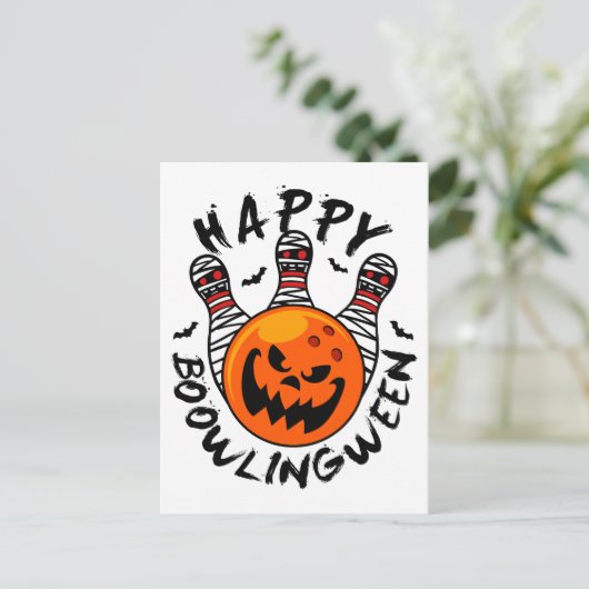 Carte Postale Bowling Halloween Bowler Happy Bowlingween (Debout devant)