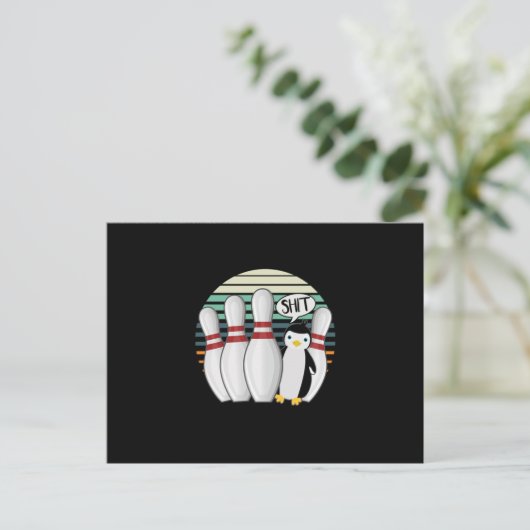 Carte Postale Bowling Pin Bowler Strike Spin Spare Penguin Gift (Debout devant)