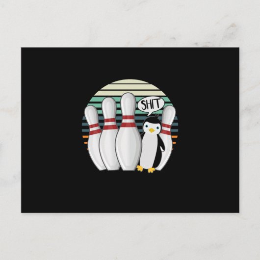 Carte Postale Bowling Pin Bowler Strike Spin Spare Penguin Gift (Devant)