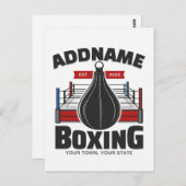 Carte Postale Boxe Anneau AJOUTER NOM Boxer Gym Speed Sac (Devant / Derrière)