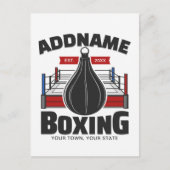 Carte Postale Boxe Anneau AJOUTER NOM Boxer Gym Speed Sac (Devant)