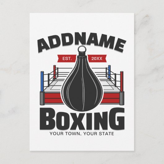 Carte Postale Boxe Anneau AJOUTER NOM Boxer Gym Speed Sac (Devant)