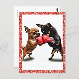 Carte Postale Boxe art Chihuahuas