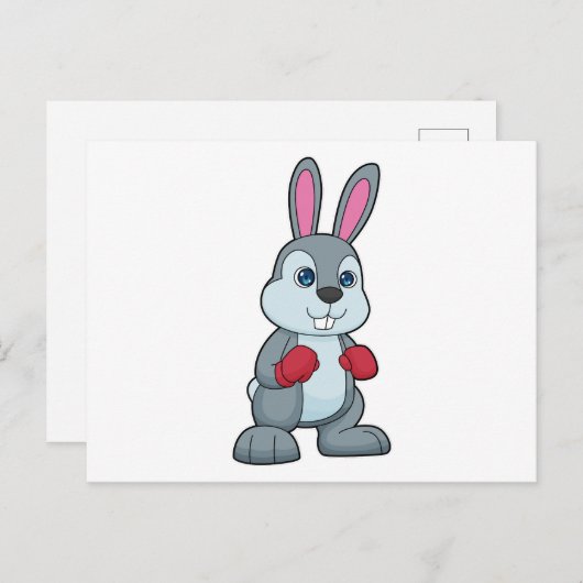 Carte Postale Boxe de lapin Boxeur Gants de boxe (Devant / Derrière)