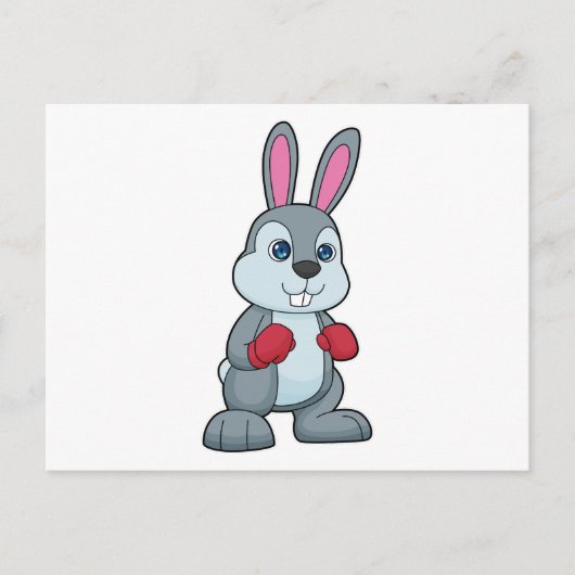 Carte Postale Boxe de lapin Boxeur Gants de boxe (Devant)