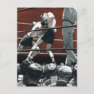 Carte Postale Boxe de sports vintages, Boxers combattent dans la