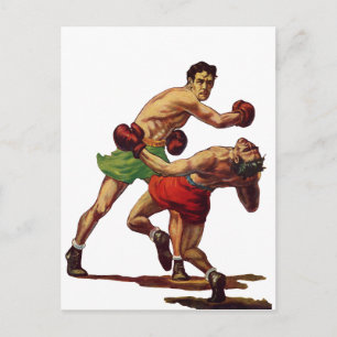 Carte Postale Boxe sportive vintage, Boxers dans un combat