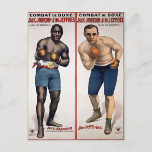 Carte Postale Boxe vintage Johnson VS Jeffries