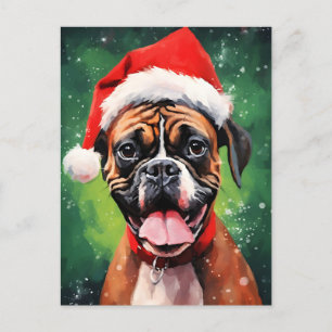 Carte Postale Boxer allemand peinture de Noël