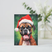 Carte Postale Boxer allemand peinture de Noël (Debout devant)